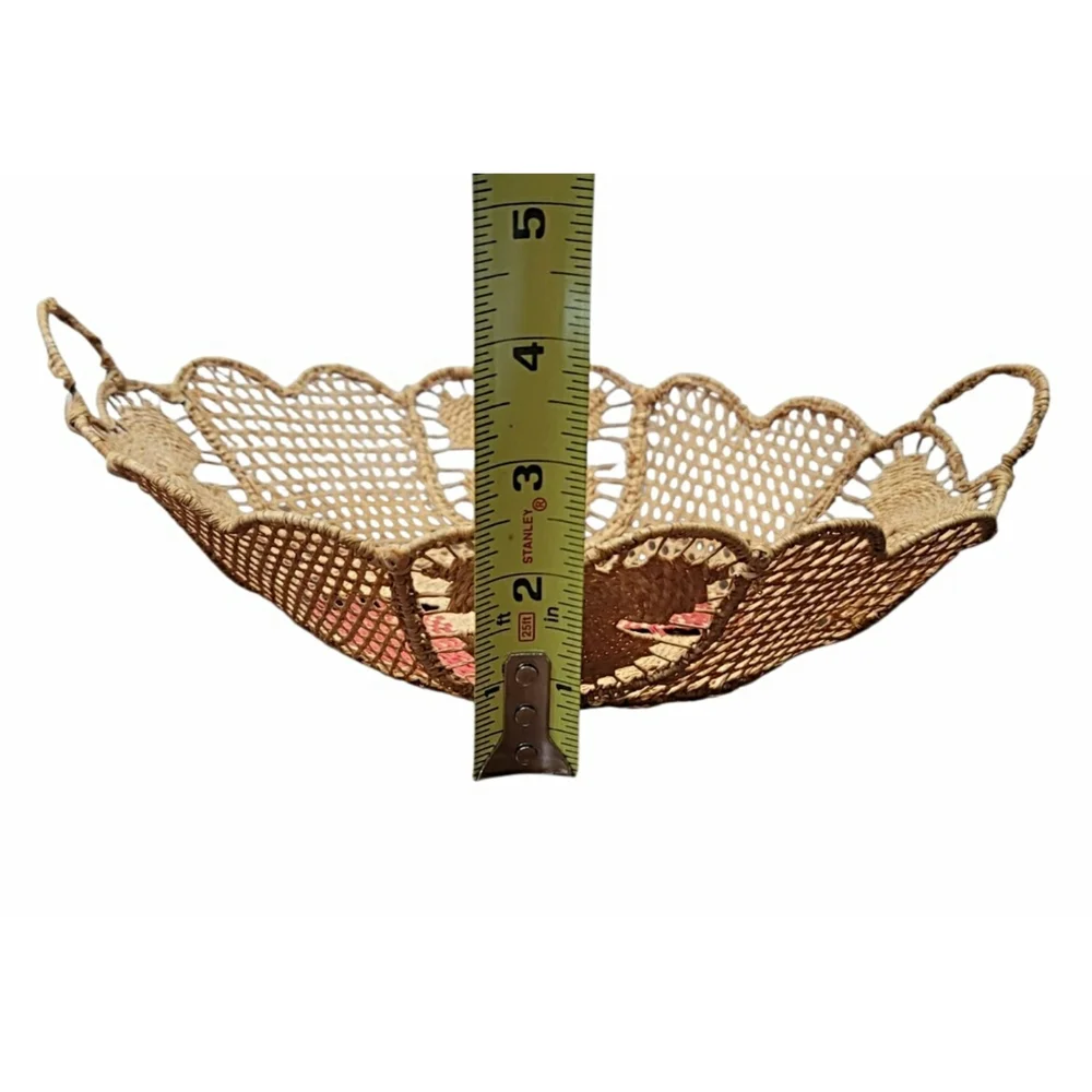 Vintage Delicate Handwoven Tenerife Lace Woven Made in Italy Basket